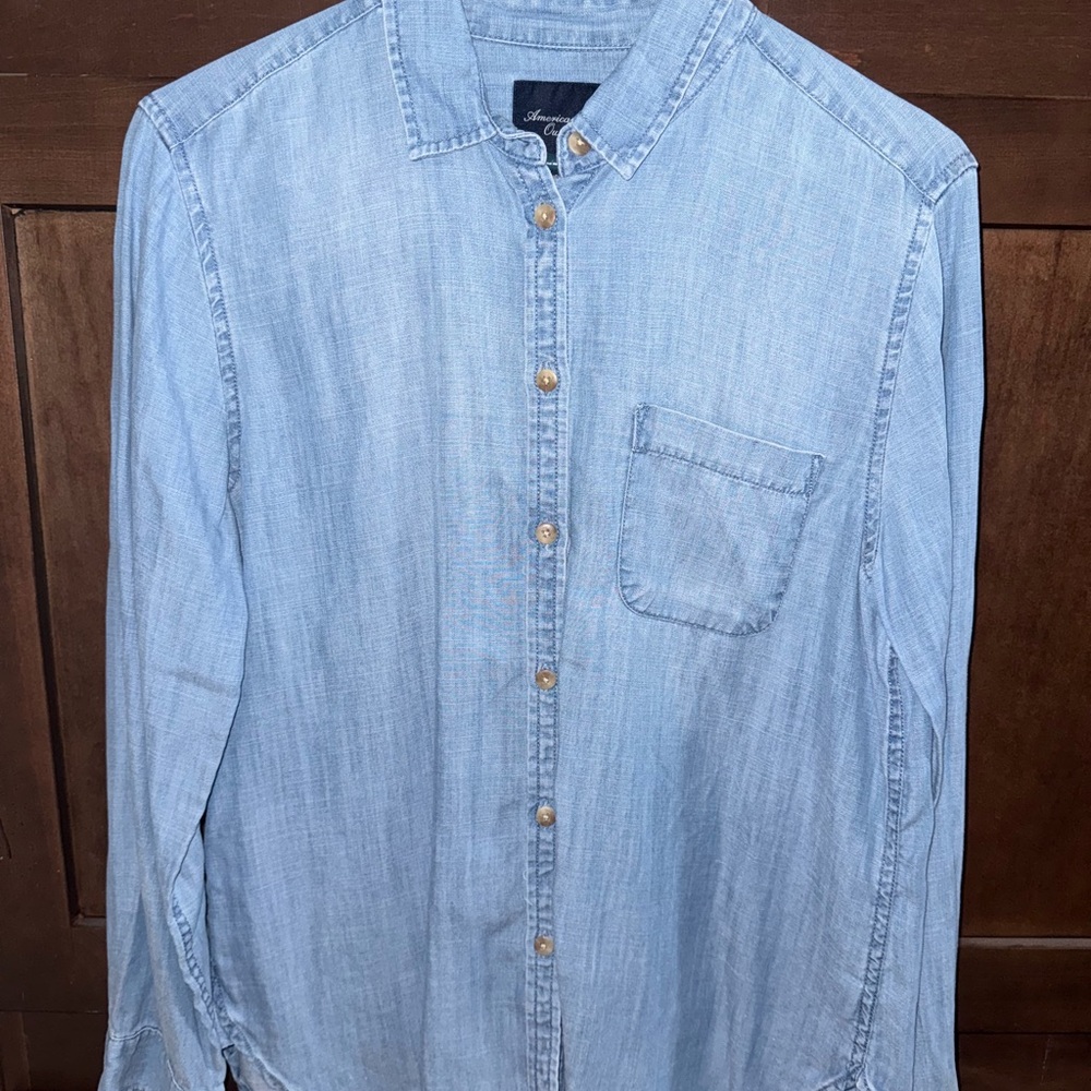 American Eagle Outfitters Light Blue Casual Shirt